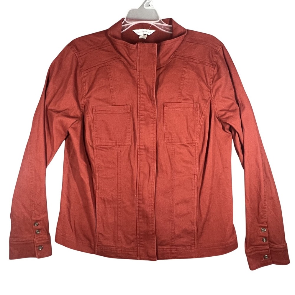 Christopher & Banks Women's Rust Cotton‎ Blend Full Zip Jacket Size L Large